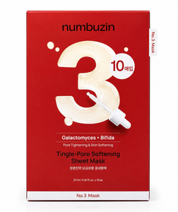 Masque en tissu adoucissant les pores Numbuzin No.3 Tingle-Pore (10 unités) - Soins de la peau coréens - Masques en tissu adoucissants les pores - Soins du visage - Product Image 1