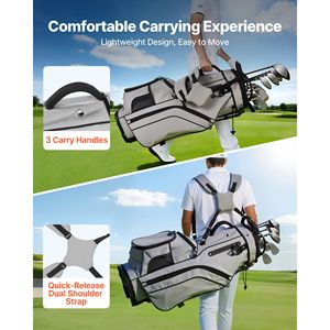 Borsa da golf con divisorio superiore a 14 scomparti, doppie spalline, gambe di supporto e divisorio a tutta lunghezza per 2 mazze da golf, in PU sportivo - Product Image 3