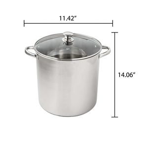 Pentola in acciaio inossidabile da 16 quarti con coperchio in vetro a induzione compatibile con zuppe e brodo lavabili - Product Image 2