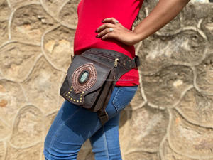 Unisex Motorcycle Hip <b>Pocket</b> <b>Belts</b> Travel <b>Belts</b> Waist <b>Pocket</b> Bum Bags Leather Biker <b>Belts</b> - Product Image 3