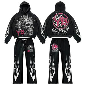 Conjunto Deportivo de Invierno para Hombre, Estilo Y2K, 100% Algodón Transpirable, con Estampado de Calavera Gótica y Logotipo Personalizado - Product Image 1