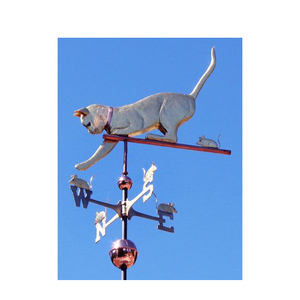 Cat Weather Vane with <b>Mouse</b> <b>Ornament</b> Painted Metal Outdoor Garden Decor Traditional Animal Shape Wall Mount - Product Image 1