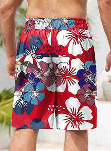 Pantalones cortos informales para hombre, estampado de palmeras, cintura elástica con cordón, playa tropical, vacaciones de verano, camiseta blanca colorida, camiseta de verano para hombre - Product Image 2