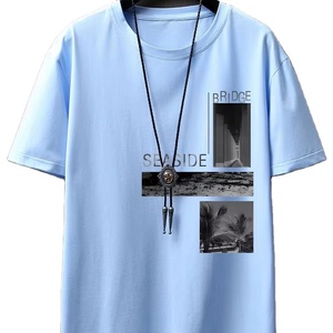 Camiseta con gráfico Hip Pop de gran tamaño para hombre, camiseta personalizada de gran tamaño con estampado Digital de punto de Algodón 100% con diseño en blanco para hombre - Product Image 1