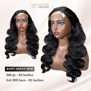 Tendance chaude corps ondulé Style de cheveux 22 pouces couleur noire perruques de cheveux humains 100% cheveux vietnamiens bruts HD perruque avant en dentelle - Product Image 6