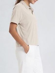 Camiseta Polo Premium 2026 para Mujer, Manga Corta, Color Sólido, Tejido de Punto Informal, Estilo Liso Teñido, Largo Regular - Product Image 3