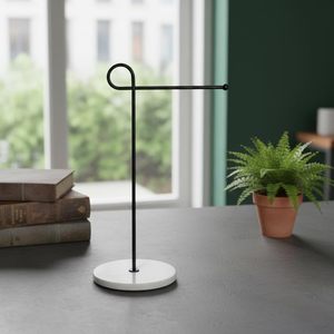 Luxury Free-Standing Hand <b>Towel</b> Rack | 14" Sleek <b>Black</b> Iron with Heavy Real Marble Base | Guest <b>Towel</b> <b>Holder</b> for Bathroom Vanity - Product Image 6