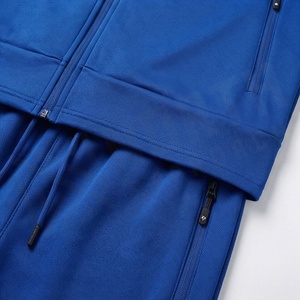 Survêtement bleu à capuche pour homme, sweat-shirt sportif à fermeture éclair intégrale avec poches latérales et pantalon à cordon de serrage, coupe classique, idéal pour l'automne - Product Image 5
