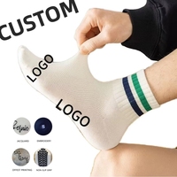 Chaussettes de sport mi-mollet en coton tricotées antidérapantes personnalisées avec logo, faible MOQ, unisexe, respirantes, durables, pour fitness et course à pied, en maille, vente en gros