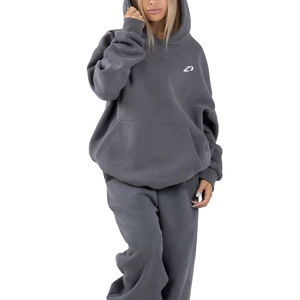 Conjunto de Sudadera con Capucha Oversize de Forro Polar para Mujer, de Algodón Pesado, Estilo Pullover, con Pantalones Jogger Coordinados, Ropa de Descanso y Streetwear, Sudaderas con Capucha USA - Product Image 3