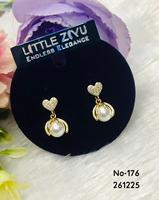 Anting Tusuk Wanita Model Geometris KVM India Berbahan Zirkonia Kubik dan Baja Anti Karat Lapis Emas dengan Micro Insert, Trendi untuk Pemakaian Sehari-hari