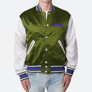 Vestes de baseball personnalisées en laine chenille brodée avec logo, manches en cuir vintage, style varsity pour hommes. - Product Image 4
