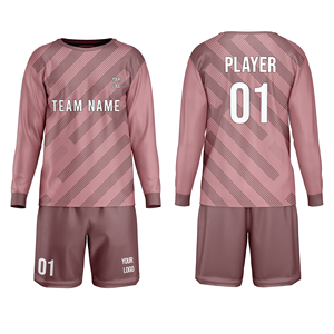 Ensemble de gardien de but de football personnalisé, ensemble de football haut de gamme, 100% polyester, sublimation, col rond, rayures diagonales, coupe régulière, équipe - Product Image 1