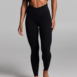 Leggings de yoga sans couture pour femmes, leggings noirs en spandex et nylon, taille élastique, vêtements de fitness - Product Image 1