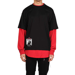 Nueva llegada: Camisetas de manga larga con efecto desgastado para hombre, estilo vintage, de algodón lavado, doble capa, hip hop, lisas. - Product Image 5