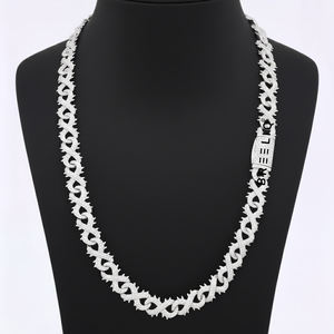 Collier personnalisé à maillons infinis en or blanc massif 14 carats avec diamants de laboratoire, collier de luxe pour un look audacieux - Product Image 2