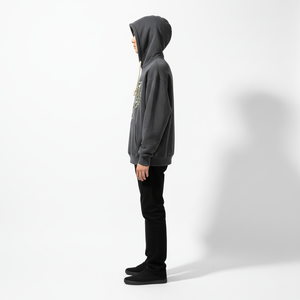 Sweat à capuche épais 100 % coton de haute qualité, personnalisé, style streetwear, broderie vieillie, coupe décontractée, épaules tombantes, automne, écologique - Product Image 3