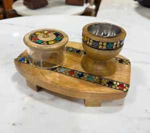 Quemador de Incienso Mubkhar de Diseño Fantástico en Madera y Metal, Juego de Quemadores de Incienso Oud Tradicionales Islámicos Religiosos, Precio Económico - Product Image 2