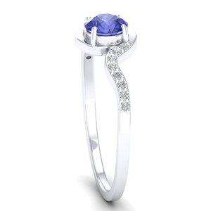 Anillo Solitario REYES con Tanzanita de 0.5 Quilates, Corte Redondo Brillante, Oro Blanco Sólido de 14K/18K, Anillo de Boda Clásico para Mujer - Product Image 3