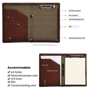 Genuine Leather <b>A4</b> File <b>Folder</b> Button Bow Rivet Flower Office Business Portfolio 12.9 <b>Document</b> Card Holder - Product Image 6