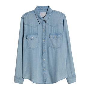 เสื้อเชิ้ตยีนส์ลำลองผู้หญิง สวมใส่สบาย ดีไซน์กระดุม ผ้าฟอก ระบายอากาศได้ดี ผ้าฝ้าย 100% ปรับแต่งแบรนด์ได้ เหมาะสำหรับฤดูร้อนและฤดูหนาว - Product Image 1