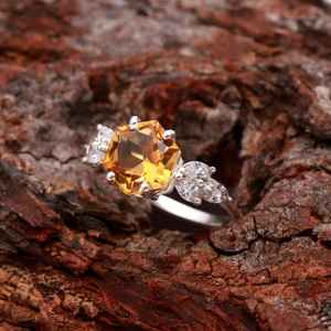 Bague hexagonale en quartz citrine naturel, argent sterling 925, haute qualité, certifiée IGI, design vintage, Art Déco, pierre précieuse faite à la main - Product Image 4