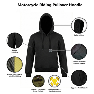 Sudadera con Capucha para Motociclistas, Talla Grande, Premium, Protectora, Transpirable, Resistente al Viento, 320g, Forro Reforzado, Cómoda para Conducir Motocicletas - Product Image 6