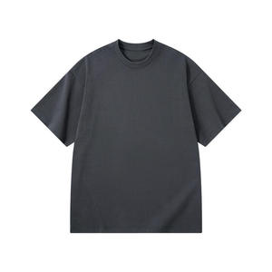 T-shirts à manches courtes unis en tricot délavé surdimensionnés vintage pour hommes avec logo personnalisé - Écologiques, respirants, séchage rapide, 100 % coton - Product Image 5