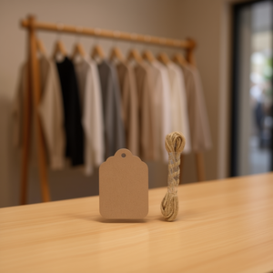 Etichetta da appendere Ilan 3x4,2 cm in carta kraft con cordino per etichette di abbigliamento, 12 pezzi - Product Image 2
