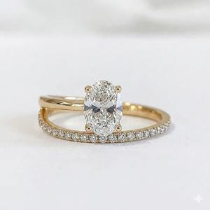 Anillo de Compromiso con Diamante Ovalado de 1.25 Ct, Claridad DEF VS-VVS, Conjuntos de Anillos de Boda, Anillo de Eternidad en Oro Sólido de 14K, Anillo con Diamante de Laboratorio - Product Image 1