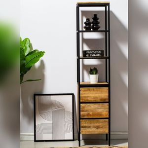 Armoire à 3 tiroirs Vandana Altis Hexa avec 3 étagères, design moderne en bois massif, meuble de rangement - Product Image 5