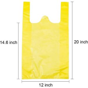 Sacchetti di Plastica con Manici per T-Shirt Design, per la Vendita all'Ingrosso di Alimenti e Articoli al Dettaglio, 12x20 Pollici, Giallo - Sacchetti di Plastica Gialli - Product Image 1