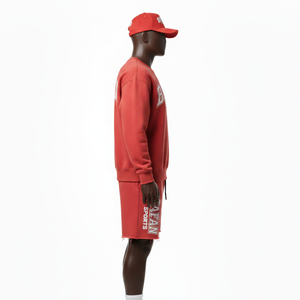 Men Premium Cotton <b>Fleece</b> <b>Sweatshirt</b> And Short Set Heavyweight Screen Print Logo <b>Sweatshirt</b> and Shorts Set Tracksuits for Men - Product Image 3