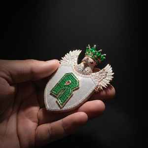 Colgante de moissanita al por mayor con diseño de águila y letra inicial, corte redondo, para fiestas de hip hop, joyería fina de plata 925, colgantes y dijes - Product Image 3