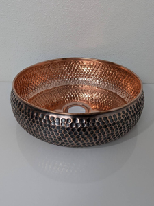 Hand Hammered Copper Vessel Sink 13 Inch <b>Round</b> Bathroom Vanity Bowl Handmade Copper Wash <b>Basin</b> For Modern Home Hotel Bathroom - Product Image 5