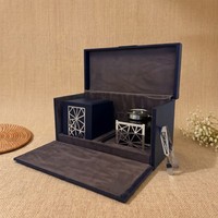 Ensemble cadeau de brûleur à Bakhoor en cuir de qualité supérieure avec une combinaison personnalisée de brûleur en acier et en bois, spécialement conçu pour l'Aïd et le Ramadan