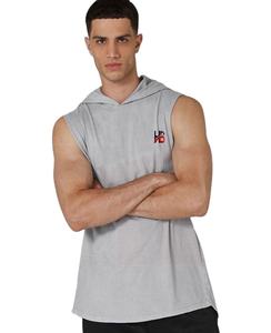 เสื้อฮู้ดดี้ผู้ชายแบบไม่มีแขน สีเทาเฮเธอร์ ผลิตตามสั่ง ราคาขายส่ง ผ้าฝ้าย 100% ระบายอากาศได้ดี แห้งเร็ว เหมาะสำหรับใส่ออกกำลังกาย - Product Image 1