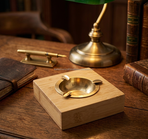 Cenicero Cuadrado de Bambú y Metal Clásico Personalizado para Oficina, Hogar, Mesa de Lujo - Product Image 5