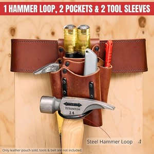 Bolsa de herramientas de cuero con bolsillos para guardar martillos y herramientas - Product Image 5