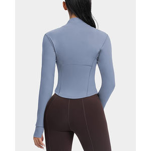 Athletic Yoga Jacket <b>Women</b> Nylon Skinny Fit Stretch Breathable Lightweight Zip Outer Layer - Product Image 5