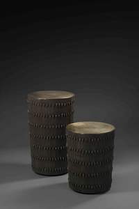 Tabouret en aluminium émaillé de haute qualité, mobilier de qualité supérieure, tabouret en métal, assise finition dorée, ottoman en laiton - Product Image 3