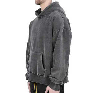 Sudadera con capucha extragrande de algodón para hombre, estilo vintage, lavado ácido, hombro caído, desgastada, estilo urbano, venta al por mayor personalizada - Product Image 2