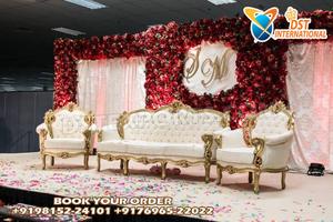 Conjunto de Muebles de Asientos para Ceremonia de Mehndi Indio, Elegante y Moderno, de Madera Tratada, Sofá Ligero para Bodas, Estilo Maharaja Real - Product Image 3