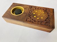 Boîte à encens en bois sculptée à la main, écologique, avec insert en laiton, porte-bakhoor arabe pour la décoration religieuse de la maison et de la mosquée