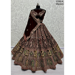 Collections de vêtements de mariée indiens en velours pour la mariée avec travail Zarkhan par Fabzone Modèle FZBELLA - Product Image 1