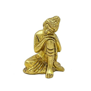 Figura de Buda Dorada, Fundición en Latón, Decoración para el Hogar, Tema Budista, Chapado en Oro, Forma 3D Completa - Product Image 4