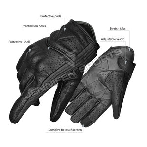 Guantes de Motociclismo Negros de Cuero Genuino para Carreras, Guantes Blancos para Motocicleta con Protección de Nudillos para Hombre, Verano e Invierno - Product Image 5