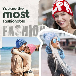 Bonnet pour femme avec motif Culpa, bonnets graphiques, bonnet d'hiver en tricot, bonnet doux, chaud et extensible, style streetwear esthétique - Product Image 5