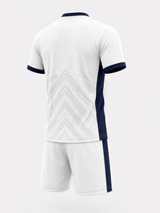 Ensemble de football unisexe personnalisé, col en V, manches courtes, tissu respirant anti-transpiration en polyester, coupe athlétique, toutes saisons, avec poches - Product Image 3