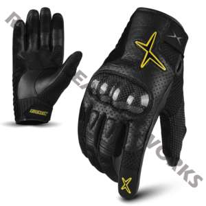 Gants de moto RIDEMAXX en cuir véritable, respirants, doublés de polaire, compatibles écran tactile, longueur poignet, pour le cyclisme et la conduite, printemps-été - Product Image 6
